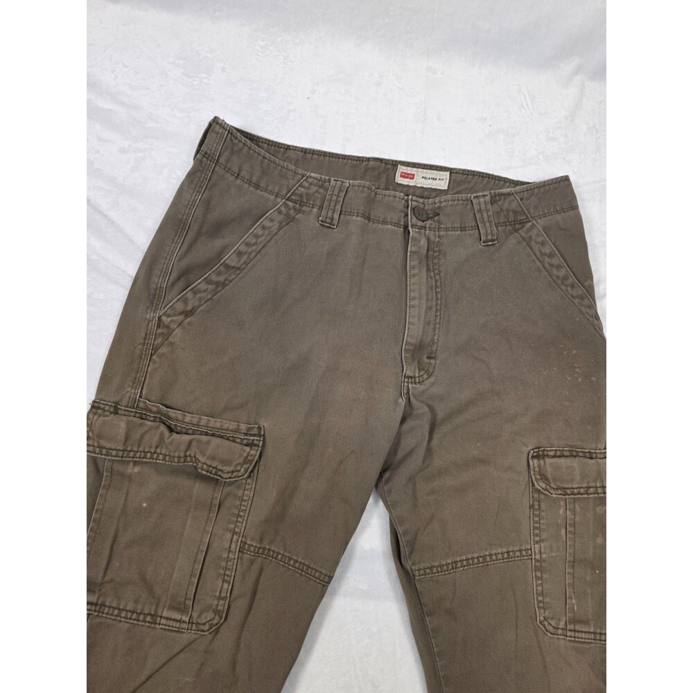 Wrangler Men's Brown Relaxed Fit Cotton Twill Cargo Pants Straight Leg - Picture 6 of 13